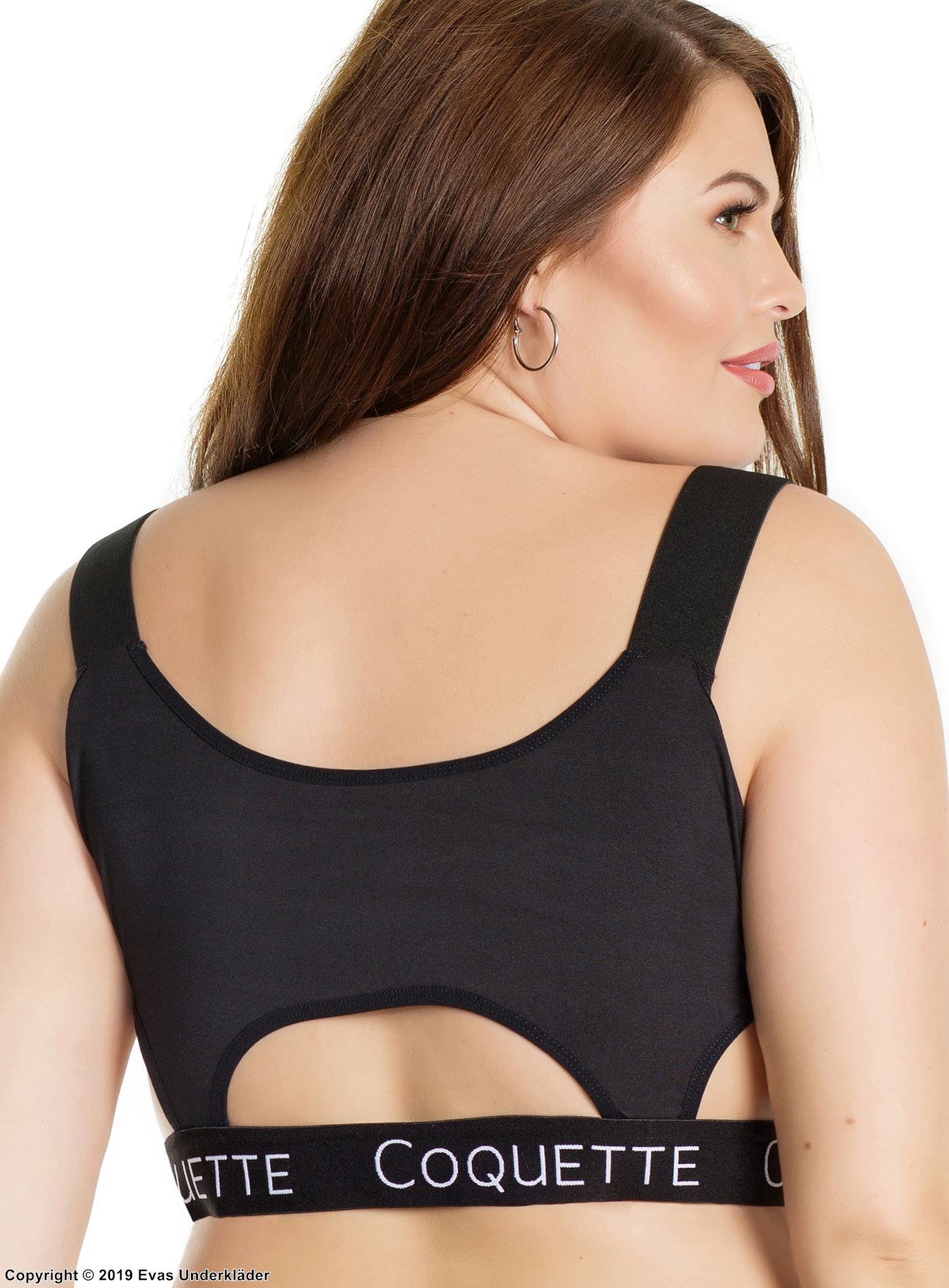 Soft bra, without cups, keyhole, plus size